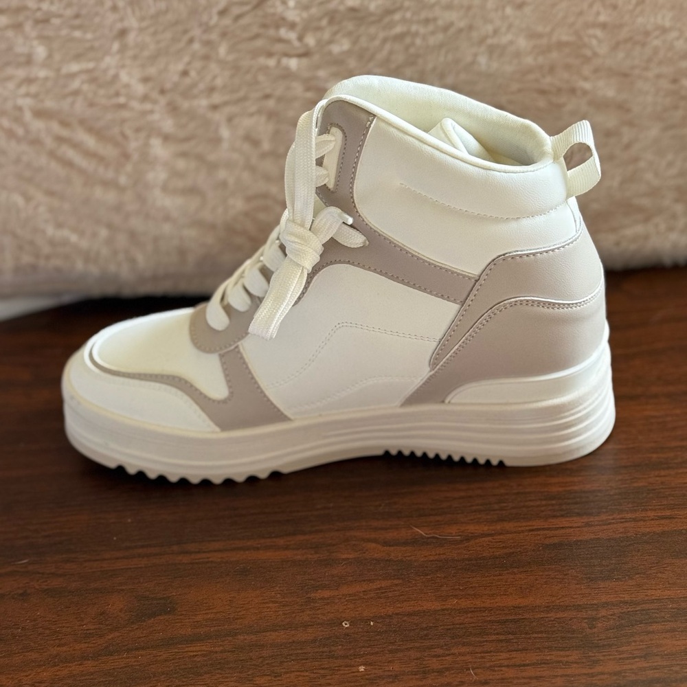 Call It Spring White and Tan High-Top Sneakers